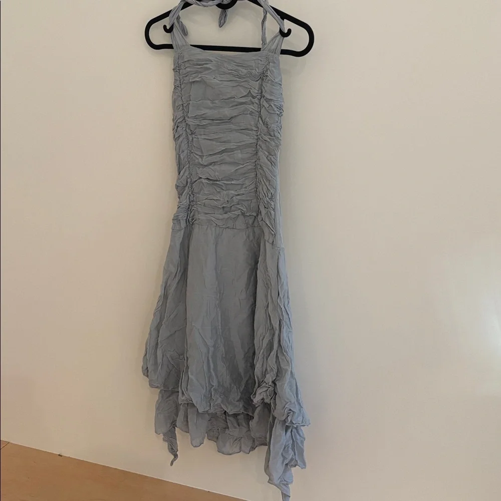 Italian-Made Whimsical Rouched Halter Dress - Picture 4 of 9